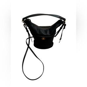 Fossil Talulla Small Hobo Leather Bag Handbag Black Gold Purse Excellent